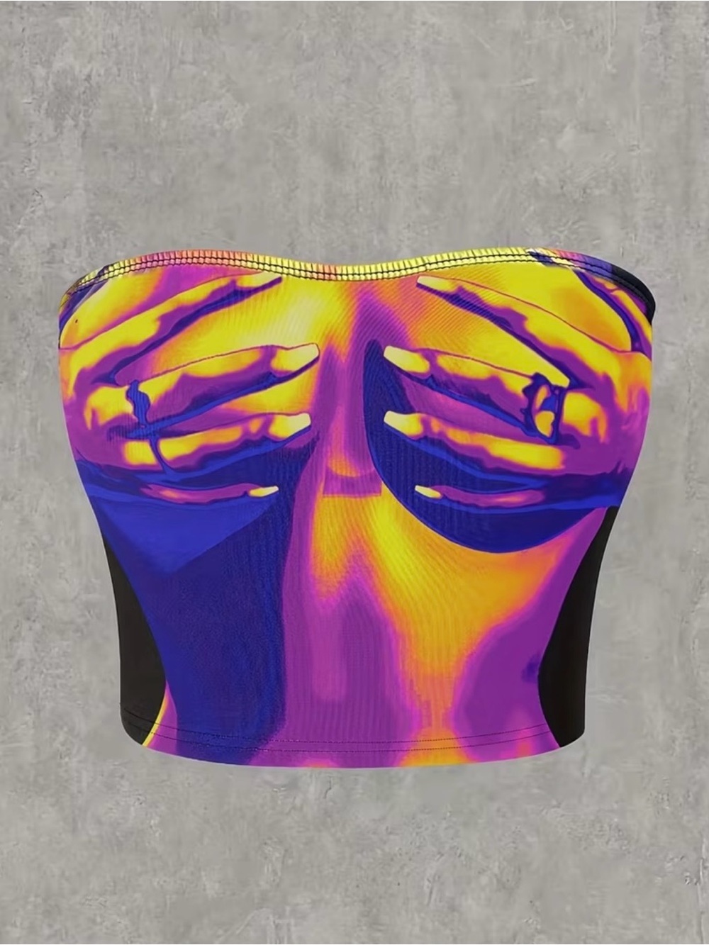 NWOT Abstract Face Print Graphic Tube Top - Size XXL